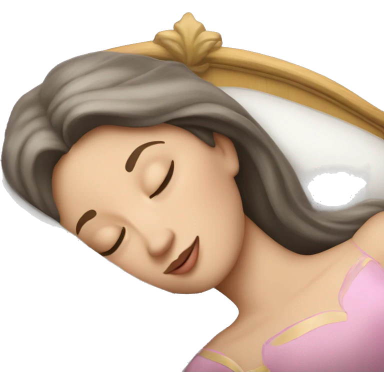 sleeping beauty brunette white girl with a silk pillow emoji