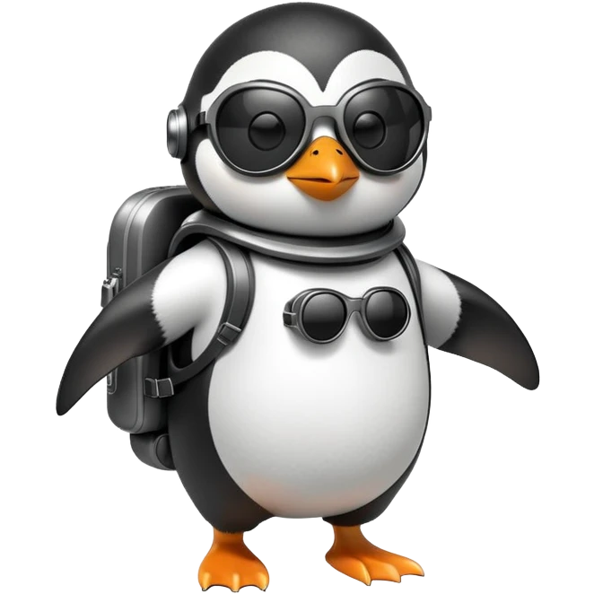 penguin with a jetpack and sunglasses emoji