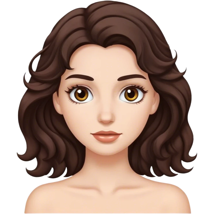 white female with wavy dark brown hair and long eyelashes  emoji