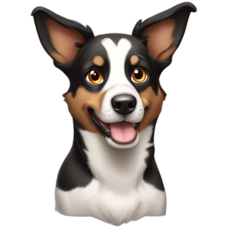 Black white and brown dog looking like an australien shepard emoji