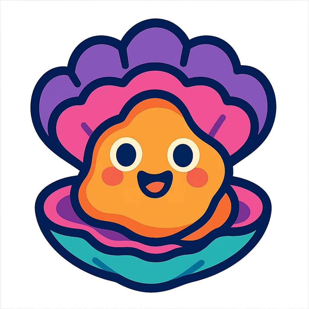 cute oyster, vibrant toon style emoji