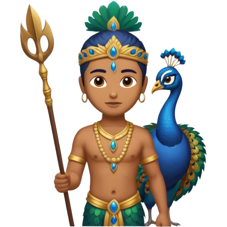 Add spear in Murugan's hand https://www.emojis.com/emoji/lord-murugan-with-peacock-2CT7AkyFuYy emoji