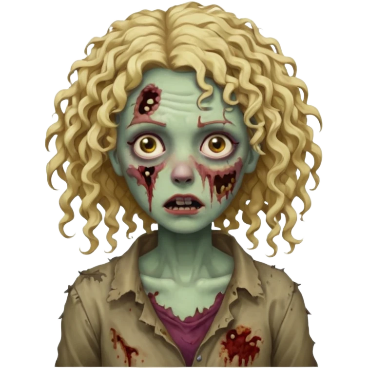 Mulher zumbi de cabelo cacheado loiro emoji