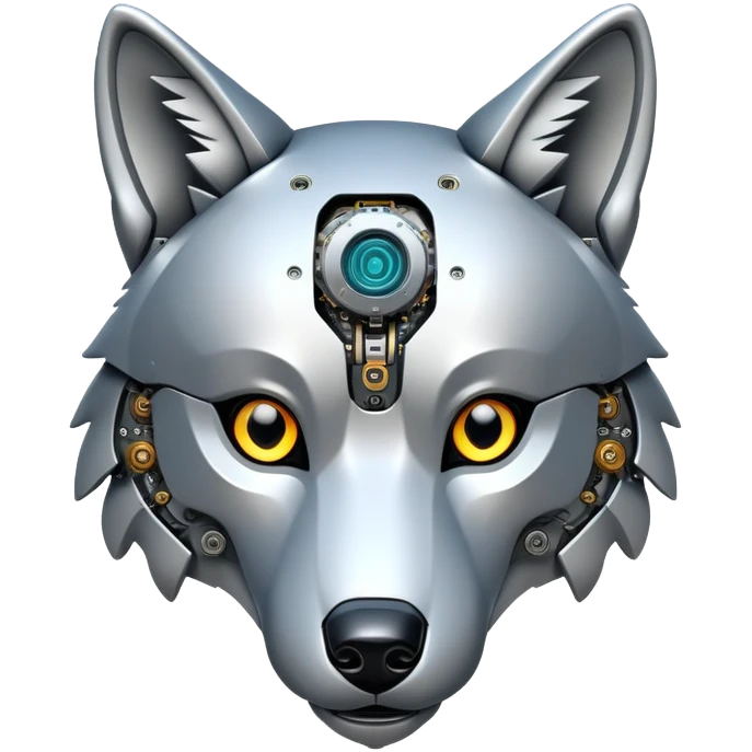 robotic wolf with digital eyes and circuit patterns emoji