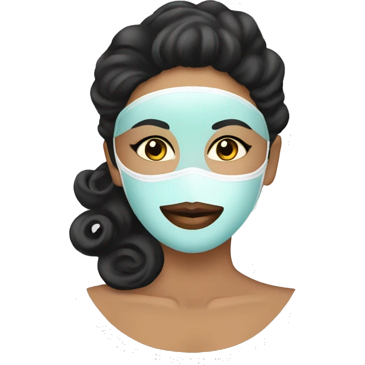 Lady with face mask spa beauty full face relaxing black emoji