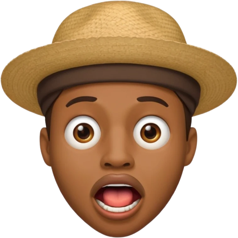 homme créole réunionnais  étonné  bouche ouverte avec chapeau emoji