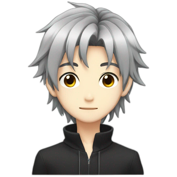 Anime boy long black hair emoji