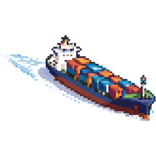 A large cargo ship on blue ocean waves emoji