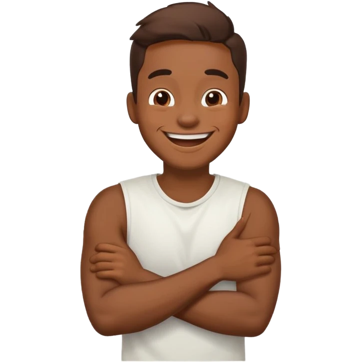 Arms crossed holding neck laughing guy emoji