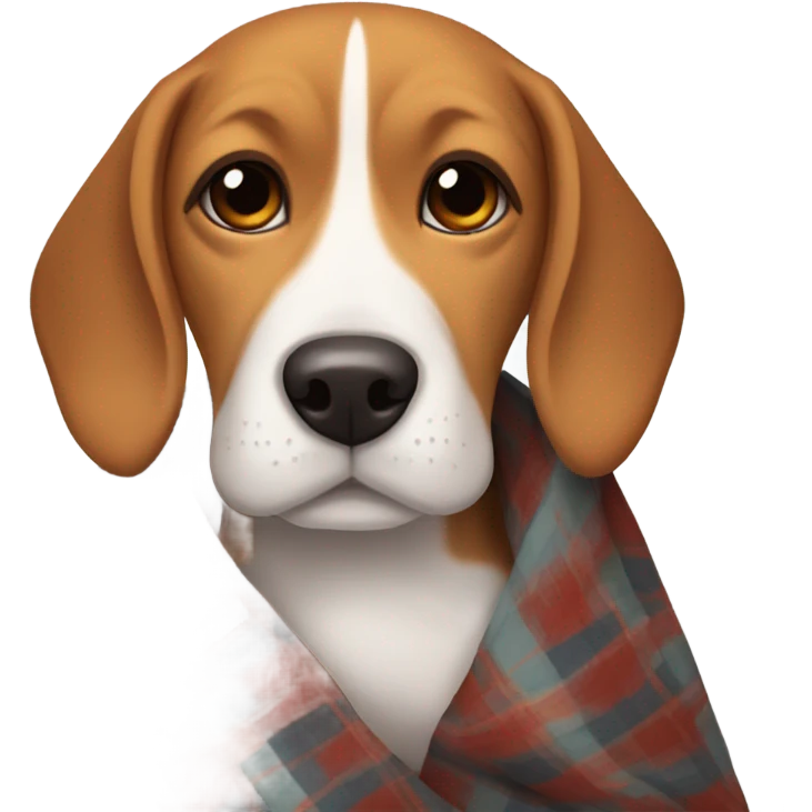 Beagle under  warm plaid blanket emoji