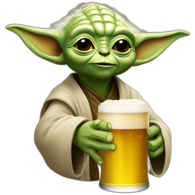 Yoda with a beer emoji