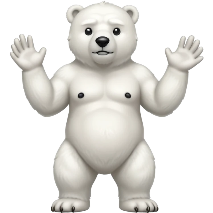 Make a humanoid polar bear shrugging emoji