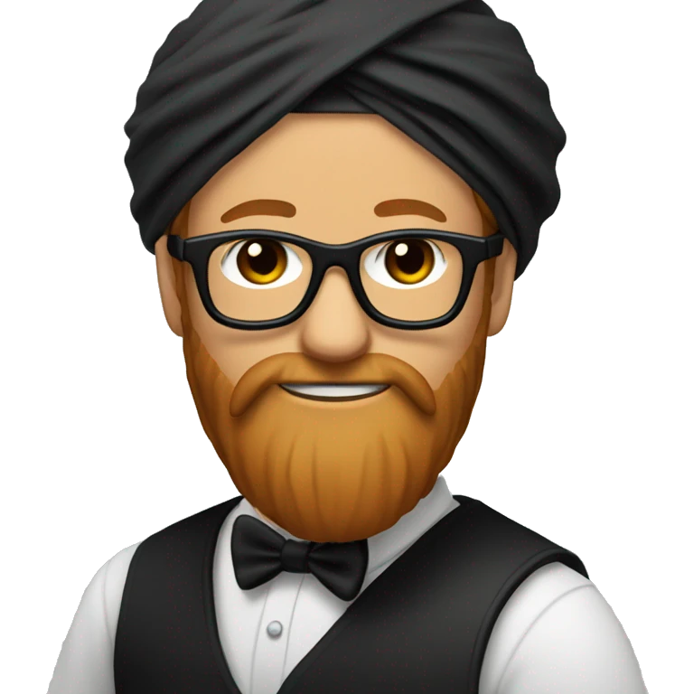 groom with black bandana, black glasses and ginger and grey long straight beard  emoji