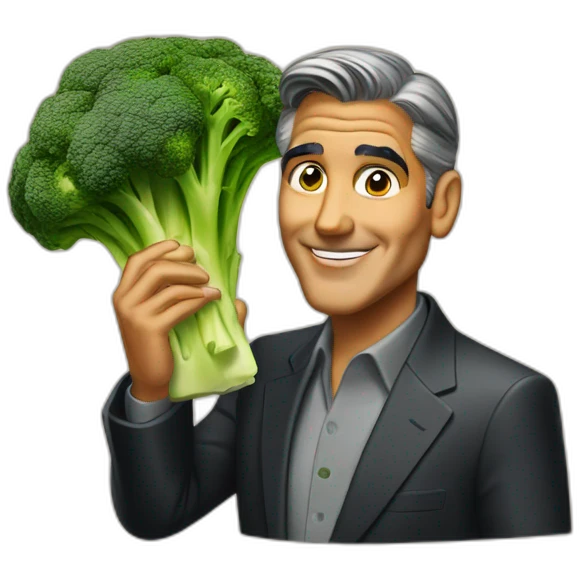 george clooney eating chicken and broccoli emoji