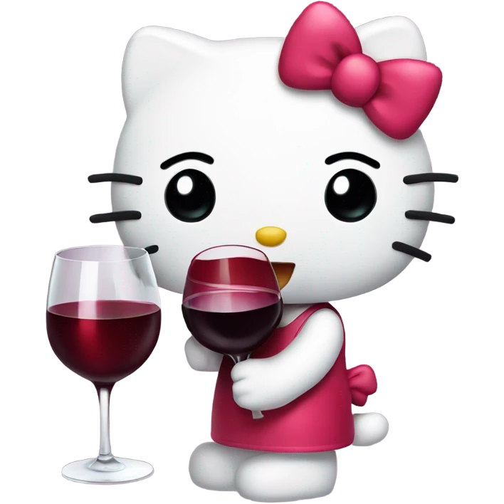 Hello Kitty drinking red wine emoji