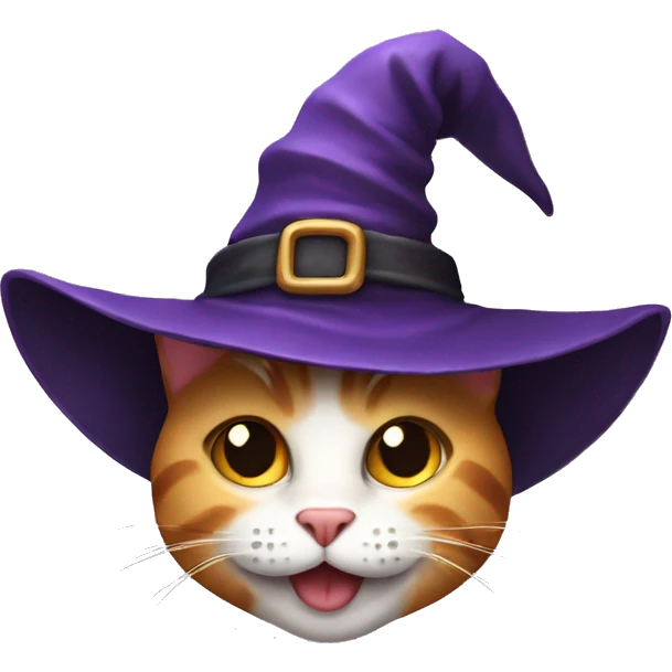 happy cat with witch hat emoji