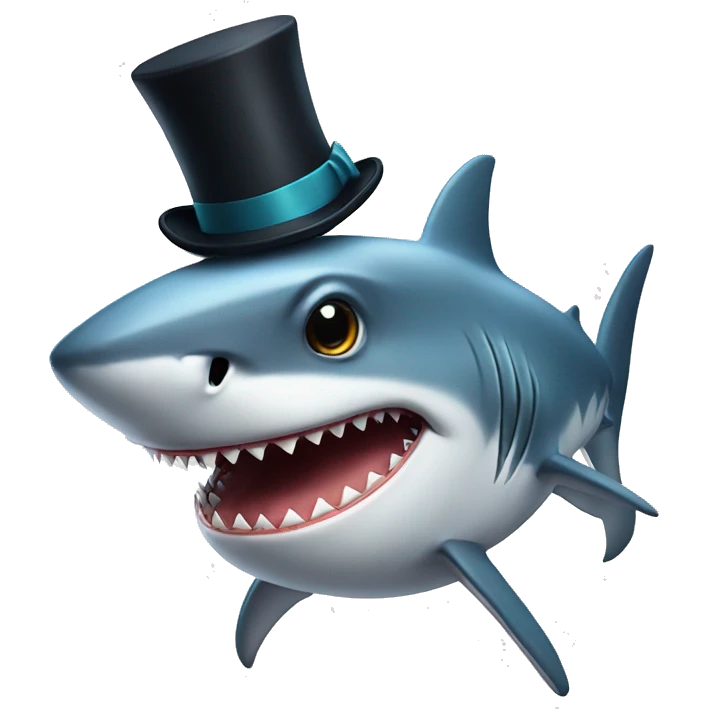 Shark with a top hat emoji