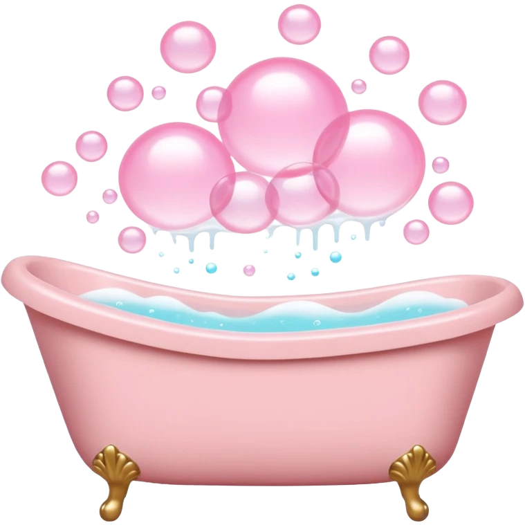 A light pink bathtub filled with light pink bubbles. Light pink bubbles rise upward above it. emoji
