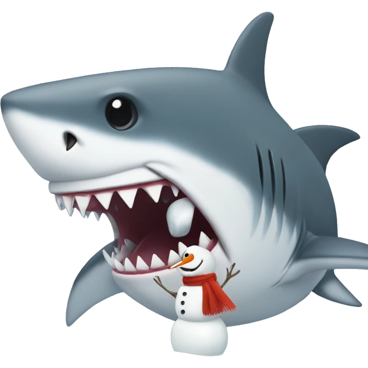 Shark with snowman emoji