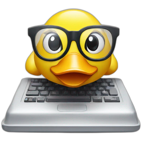 rubber duck with glasses and a computer (developer) emoji