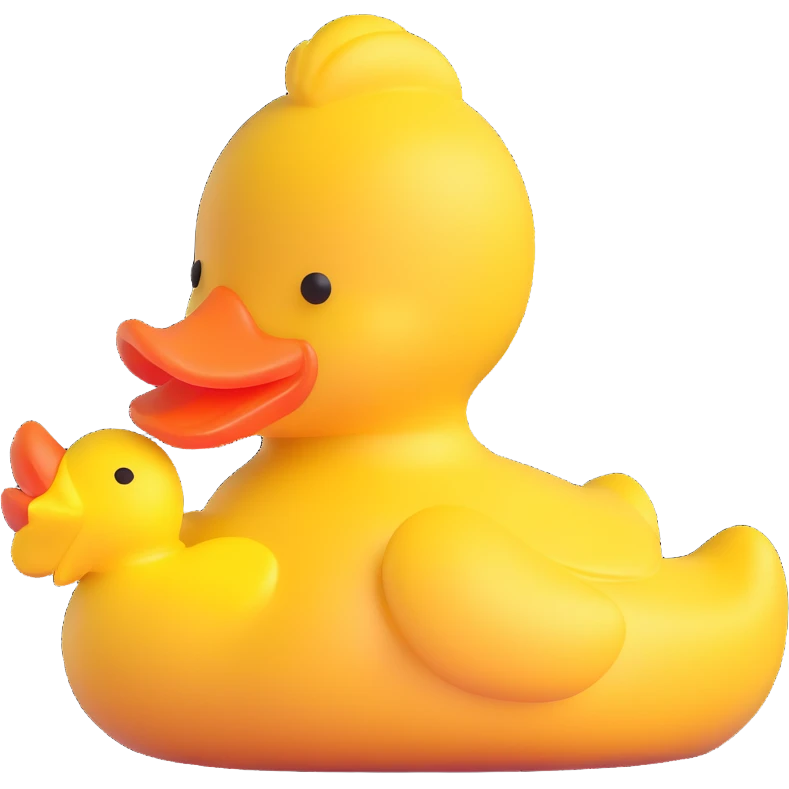 baby boy biting rubber duck toy emoji