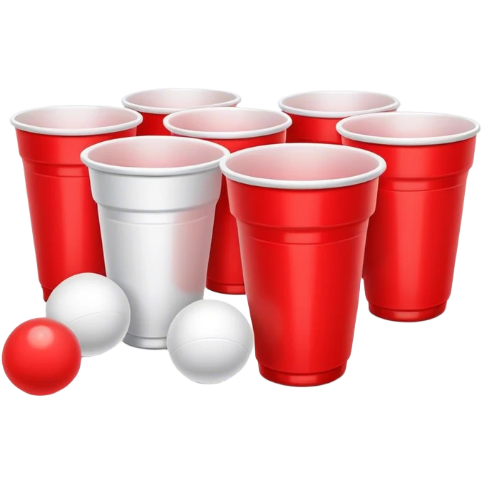 beer pong with a few cups and ping pong ball emoji