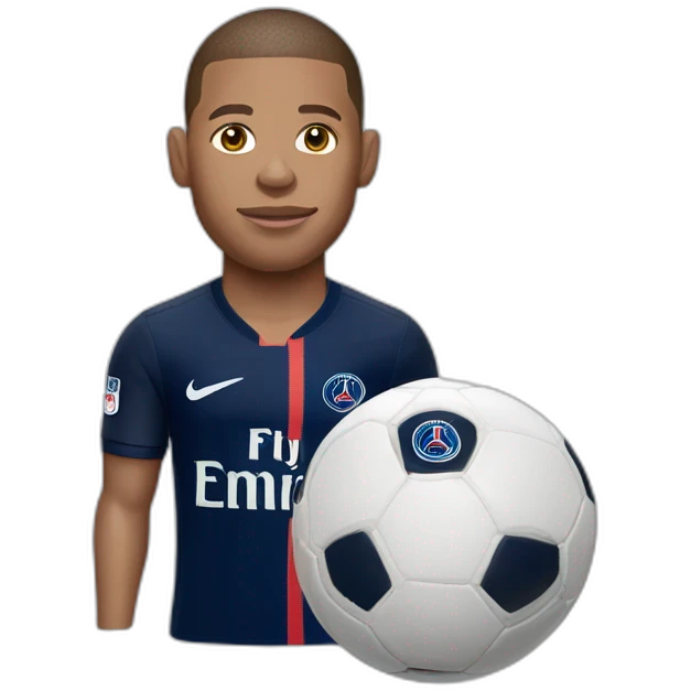 Mbappé with a ball with real paris saint germain jersey emoji