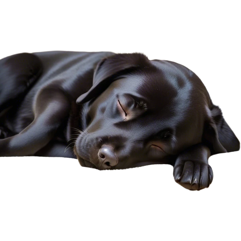 Meme-Worthy Cute Sleeping Black Labrador Portrait Emoji, Head resting peacefully with a contented smile, showcasing a delightfully robust build and a luxuriously soft black Fur, eyes shut in a serene nap, Simplified yet hilariously adorable features, highly detailed, glowing with a soft, drowsy light, high shine, relaxed and utterly lovable, stylized with an air of playful laziness, bright and heartwarming, soft glowing outline, capturing the essence of a comically sleepy companion, so meme-worthy it feels like it could instantly become the next viral sensation of adorable slumber! emoji