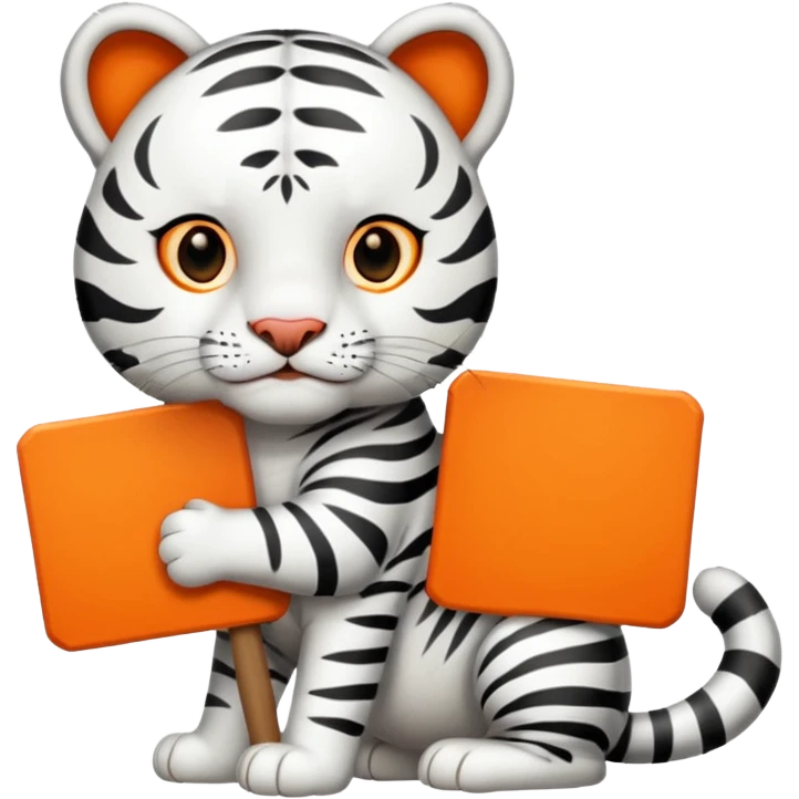 White Tiger. He is holding a sign with SOON - written on it. emoji