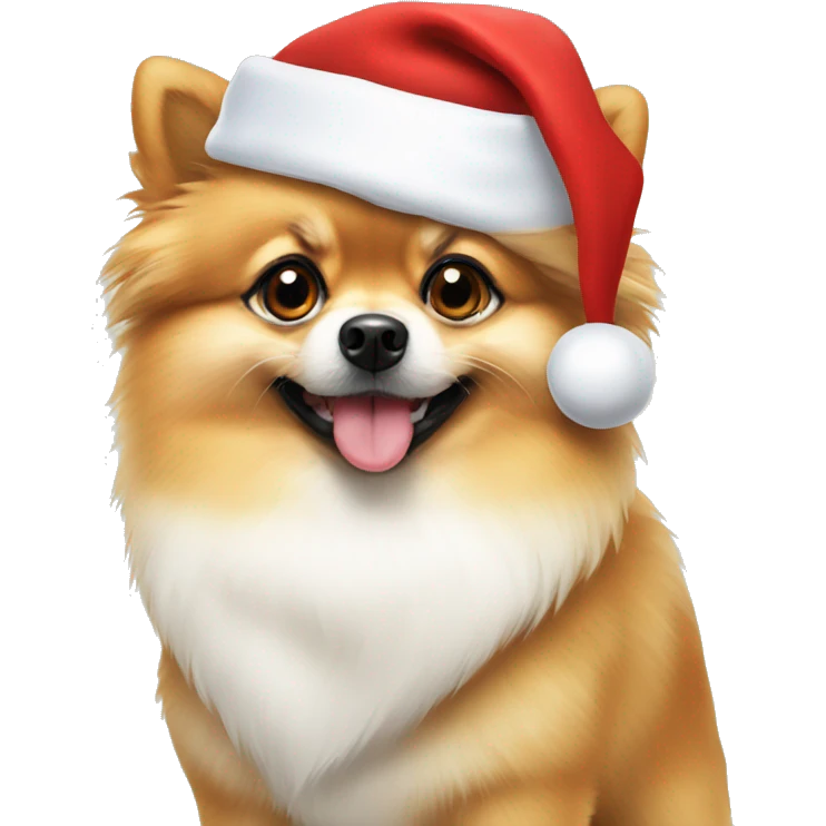 pomeranian with santa hat on emoji
