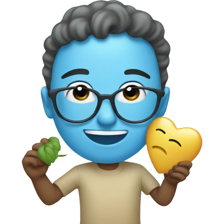 Smelling fave emoji with light blue heart emojis emoji