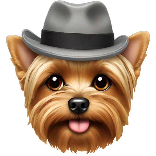 Yorkie eating a hat emoji