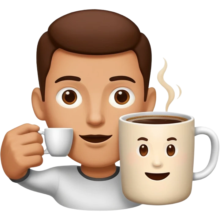 person with coffee addiction drinking from a giant mug emoji