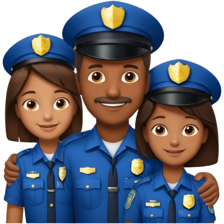 A proud dad who is proud of his children and is a police officer one of the kids is a 11 year old girl and a 9 year old boy emoji
