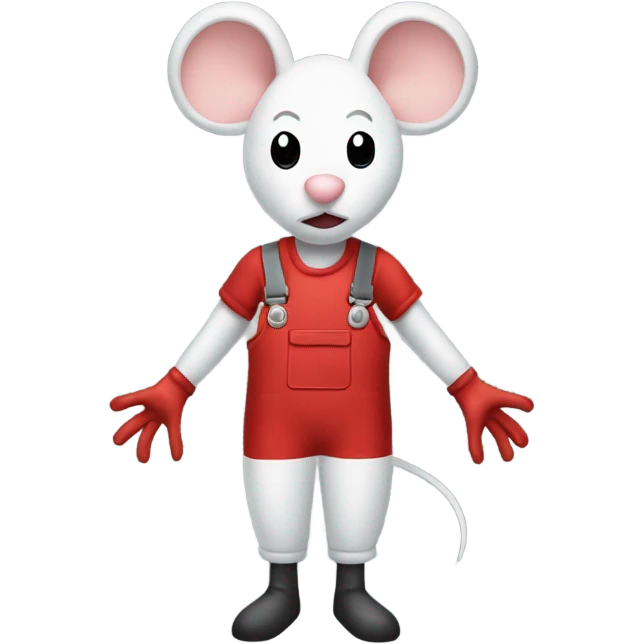 Mouse man in red overalls and white gloves with dual macuahitils emoji
