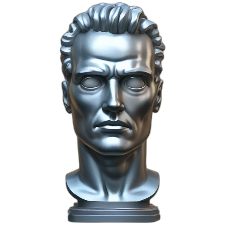 roman style bust sculpture of the head of a robot t-1000 from the terminator saga emoji