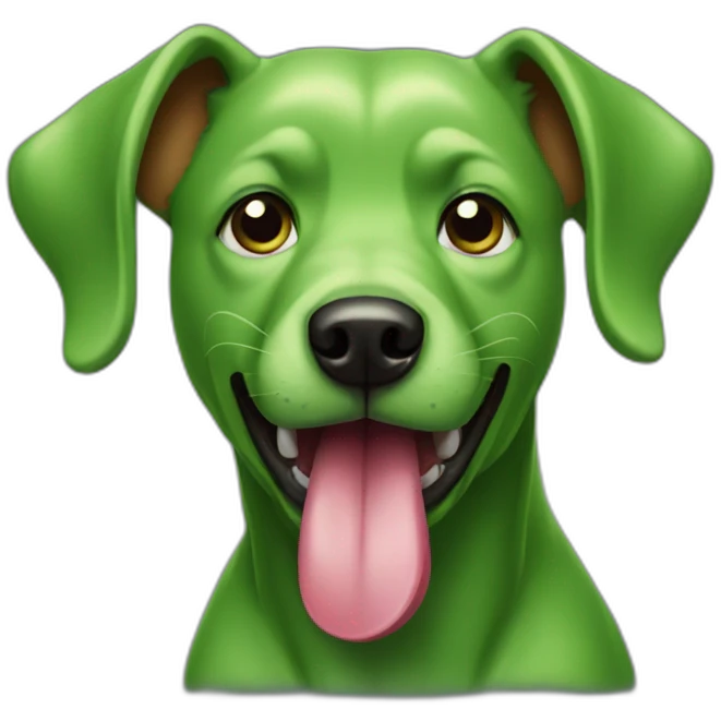 a green dog with his tongue sticking out emoji