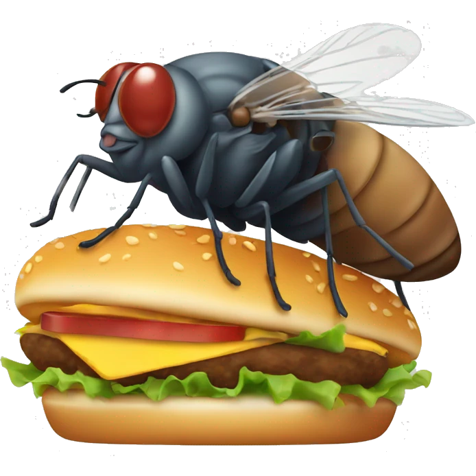 A fly eating a hamburger emoji
