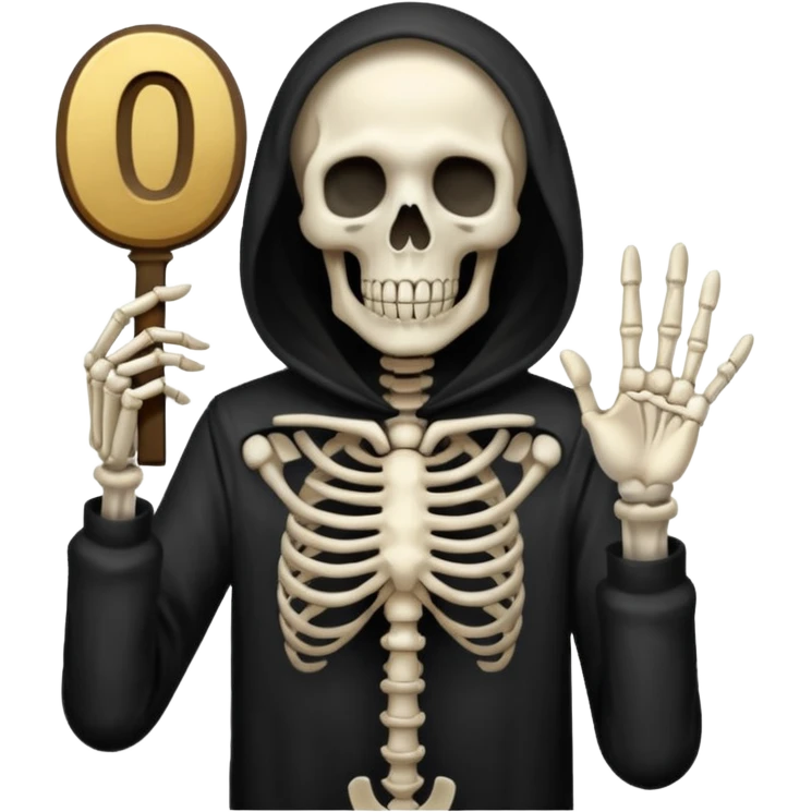 death holding number 0 in his hand emoji