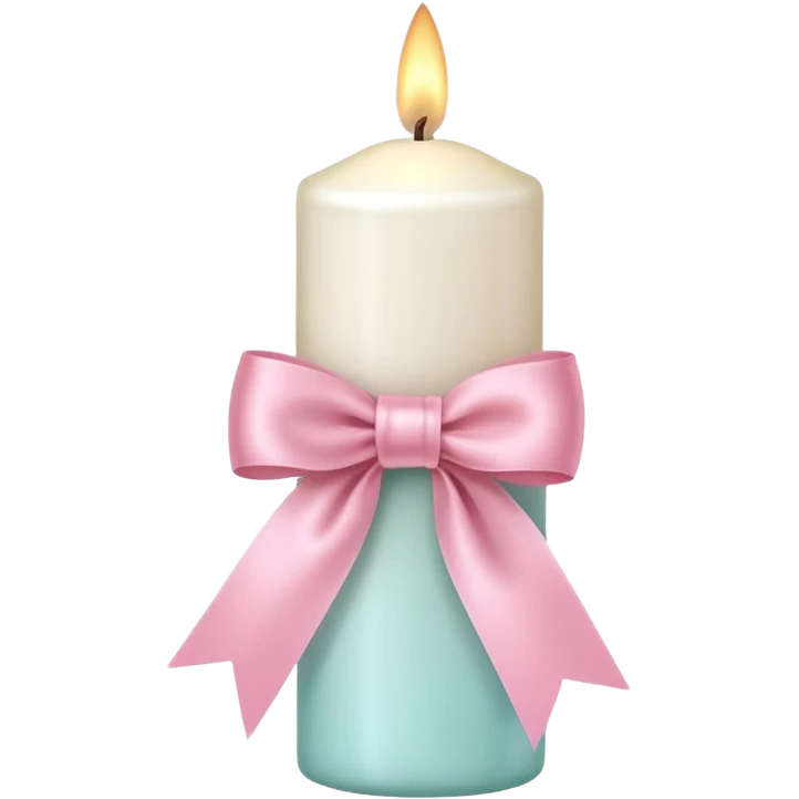 white candle with pink pastel ribbon emoji