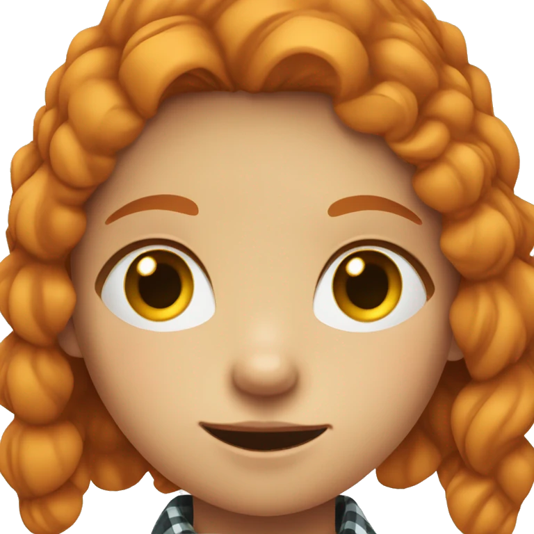 ginger girl in plaid shirt with scar on right side of face emoji