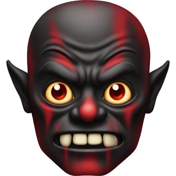 Scary evil demon with red face and black eyes emoji