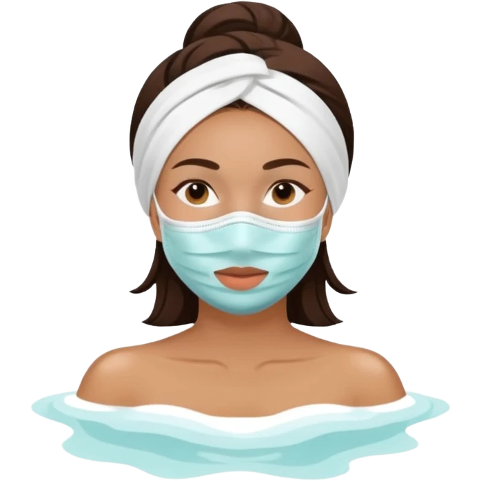 Lady with face mask spa beauty full face relaxing emoji