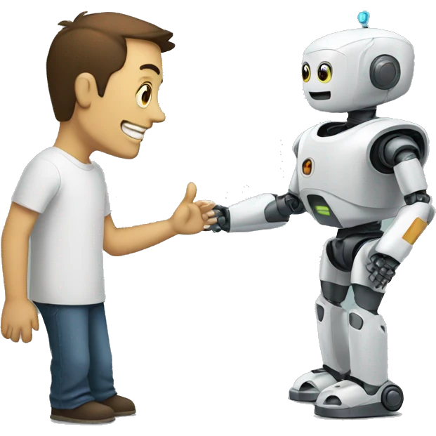 robot talking with man emoji