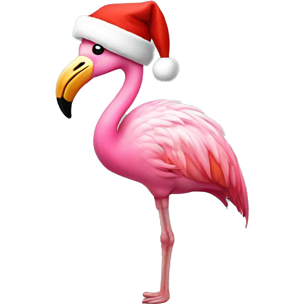 Flamingo with santa hat emoji