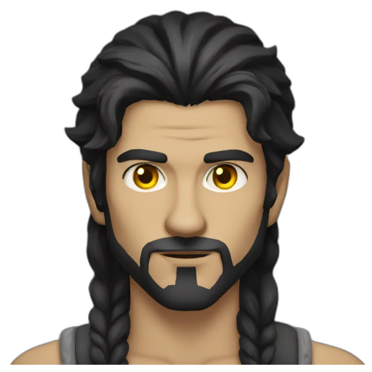Wolf man long black hair yellow eyes emoji