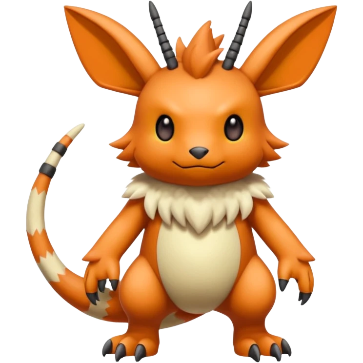 randomly-colored furry edgy kawaii Fakémon-Pokémon-Scalie-Digimon-creature (full body) with antennas and long segmented body emoji