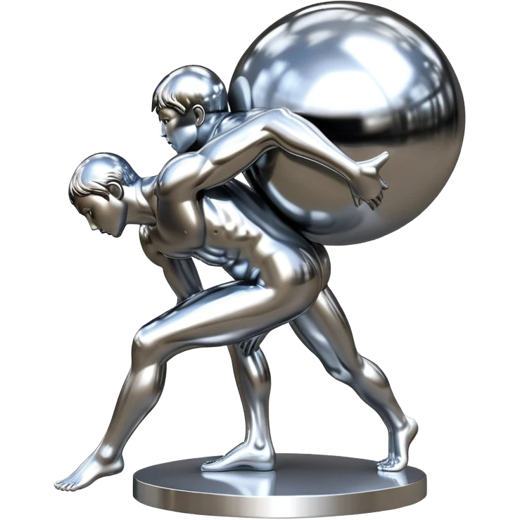 sorayama Sisyphus carrying big sphere on his back sculpture emoji