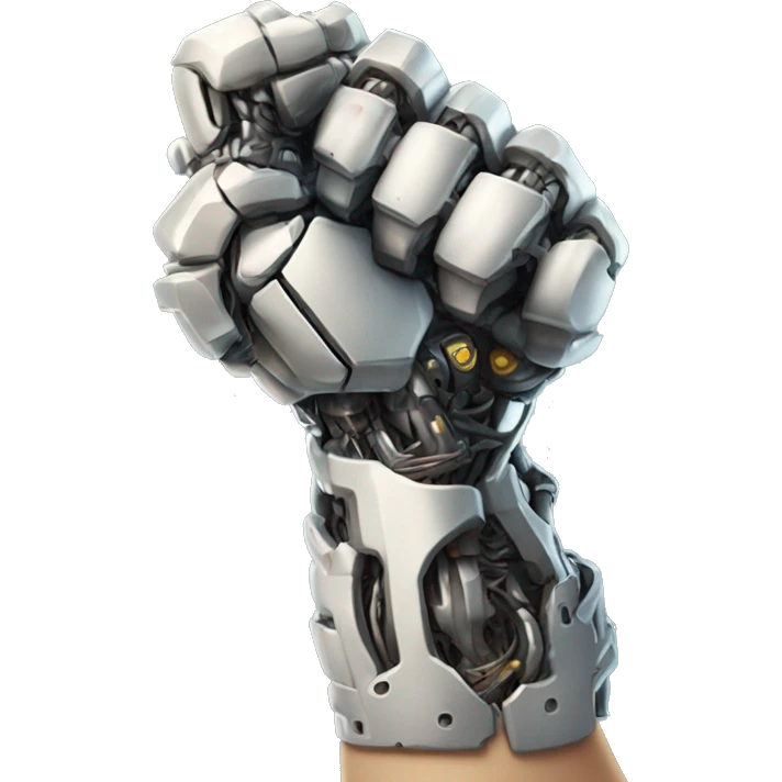 Cyborg arm only flexing bicep and shoulder with gears and shocks emoji