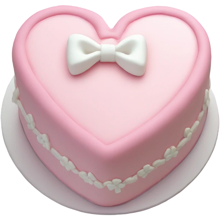 Pastel pink heart shaped cake with fancy white icing and bows emoji